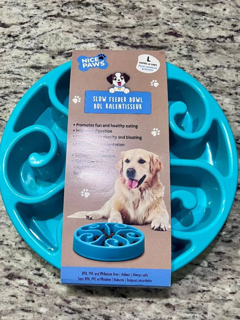Nice Paws Large Slow Feeder Dog Bowl